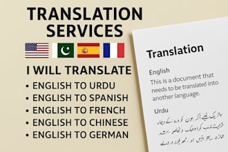 translate english to urdu, spanish, french, etc