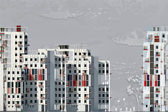 do 2d elevation, section render in photoshop