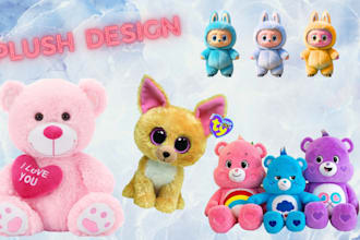 do custom plush toy, 3d plush model and 3d custom amigurumi plush model and doll