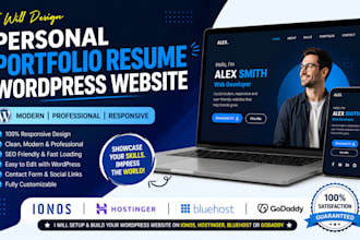 personal portfolio resume wordpress website on ionos hostinger bluehost godaddy