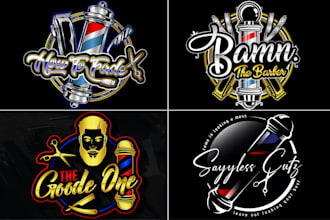 design modern construction, barbershop logo