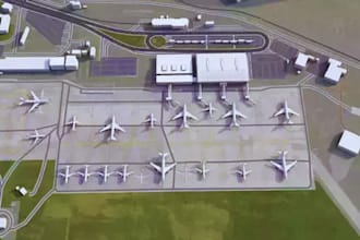 create 3d airport design, 3d airport terminal, airport layout, 3d airport model