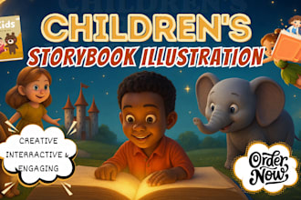 do children storybook illustration, 3d amazon kids story design, picture book