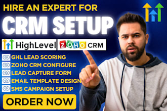 build workflow automation gohighlevel, zoho crm lead capture email, sms campaign