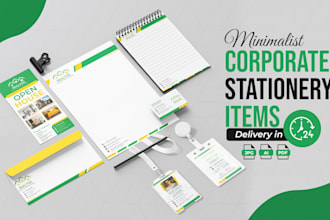 design corporate identity with business card and stationery kit
