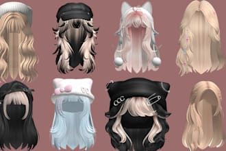 design a stylized ugc roblox hair and ugc roblox accessories