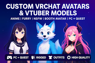 design, rig custom vrchat avatar booth avatar, nsfw furry vrchat vtuber model