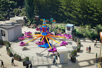 design 3d amusement park, family entertainment center with realistic render