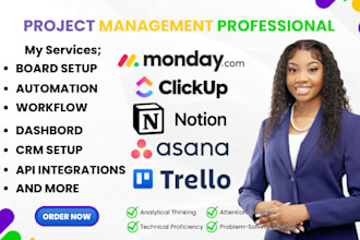 setup board automate monday com crm notion clickup asana trello project manager