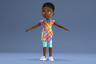 stylized cartoon 3d character, mascot 3d model, uv mapping, ue5 rig, pbr texture