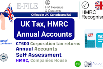 efile as UK accountant hmrc tax return, corporation tax ct600 annual accounts