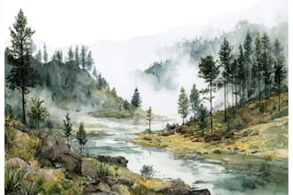 paint realistic landscape watercolor painting illustration