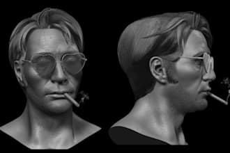 sculpt 3d head bust, portrait sculpture, realistic face model, mask, 3d face