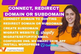 fix connect redirect domains  subdomains migrate emails for shopify bluehost wix