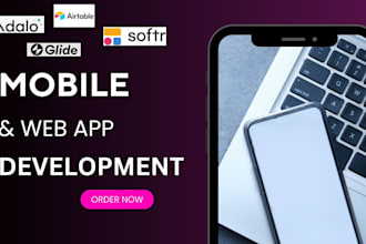 build softr, airtable database, glide, adalo glide app