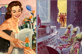 do album or book cover 1980s retro illustration retro vintage poster book design