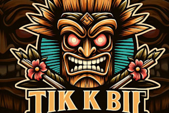design high quality tiki bar mask mascot logo with t shirt design