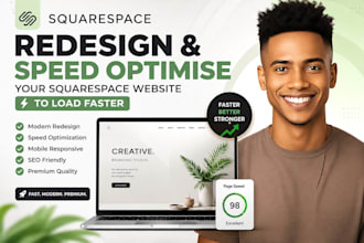 redesign and speed optimise your squarespace website to load faster , premium