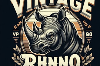 make a vintage rhino mascot logo custom t shirt design
