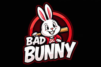 design high quality bad bunny rabbit mascot logo with express delivery