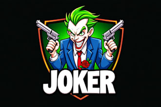 design an awesome joker mascot logo  with express delivery