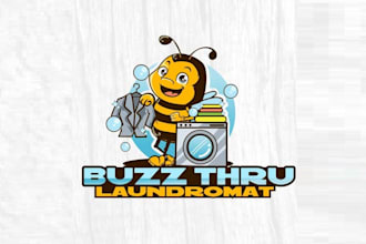 design laundry services cater walking pick up wash logo