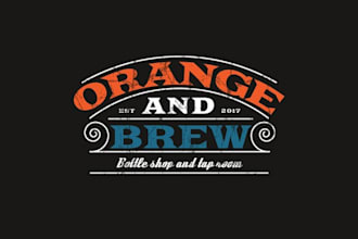design super orange brew craft beer shop logo