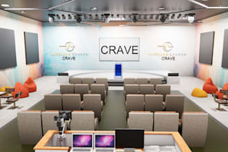 design a modern and functional church youth hall interior