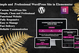 create a simple and professional wordpress site with elementor