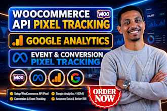 setup woocommerce API pixel tracking, google analytics, event pixel tracking