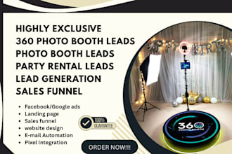 generate 360 photo booth leads event planning leads party rental leads website