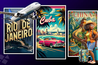create a top level travel poster design in a vintage style