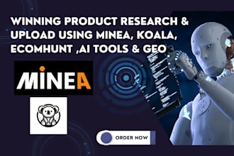 do ai product research, upload winning dropshipping products via minea koala GEO
