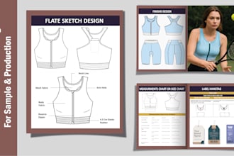 tech pack design activewear, sports wear and gym wear