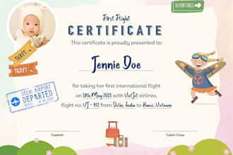create a personalized first flight certificate for your baby