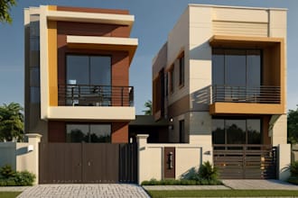 do 3d architectural house interior exterior house design font elevation facade