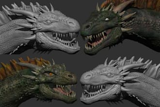 realistic game ready 3d dragon model zbrush creature design 3d animal stl files