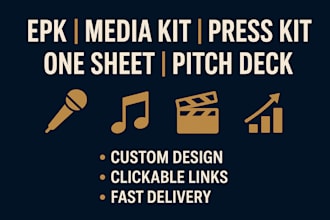 design professional music epk artist press kit media kit one sheet clickable
