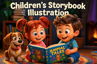 create kids storybook illustrations and characters