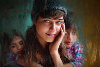 draw realistic digital portrait art in oil painting style