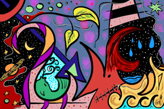 create original, in this style, hand drawn digital piece of art
