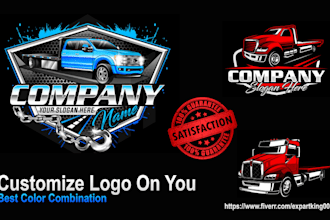 design trucking business transport dispatcher and towing trucking logo