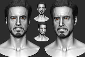 realistic 3d head sculpt face scan likeness bust model in zbrush stl 3d printing