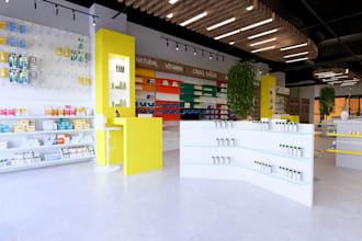 design a modern and functional pharmacy or medical store