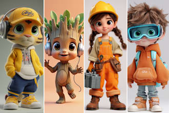 create pixar style cartoon character, mascot, ai art using midjourney ai