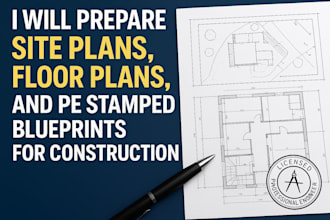 prepare site plans floor plans and pe stamped blueprints for construction