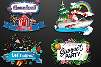 create wonderful party, celebration, event, festival logo