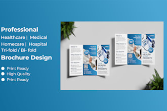 do healthcare, medical, hospital bifold and trifold brochure design