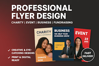 design professional charity event business and fundraising flyers