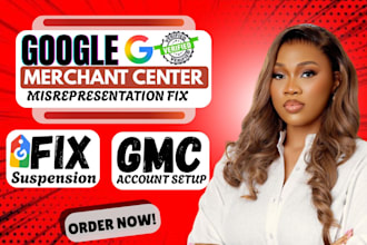 fix gmc suspension misrepresentation and setup shopping ads campaign